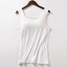 Women's Camisole Built in Shelf Bra Tank Tops White
