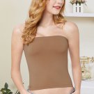 Coffee Sleeveless Strapless Tube Layering Off Shoulder Shirt