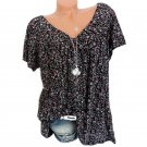 Black Plus Size Women Short Sleeve T-Shirt V Neck Summer