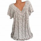 White Plus Size Women Short Sleeve T-Shirt V Neck Summer