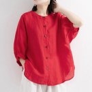 Red Casual Blouse Shirts Tops Female