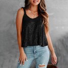 Black Sequin Tank Tops Clubwear Sleeveless Ladies
