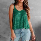 Green Sequin Tank Tops Clubwear Sleeveless Ladies