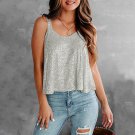 Grey Sequin Tank Tops Clubwear Sleeveless Ladies