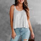 Silver Sequin Tank Tops Clubwear Sleeveless Ladies