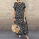 Black Short Sleeve Women Polka Dot Summer Dress