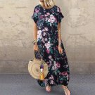 Navy Short Sleeve Women Polka Dot Summer Dress