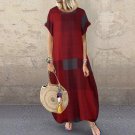 Wine Red Short Sleeve Women Polka Dot Summer Dress