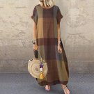 Yellow Short Sleeve Women Polka Dot Summer Dress