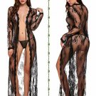 Women Sexy Lingerie Black Long Lace Kimono