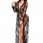 Women Sexy Lingerie Black Long Lace Kimono