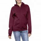 Women’s Burgundy Oversize Loose Fit Fleece Zip Hoodie