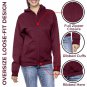Women&acirc;��s Burgundy Oversize Loose Fit Fleece Zip Hoodie