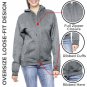 Women’s Charcoal Oversize Loose Fit Fleece Zip Hoodie