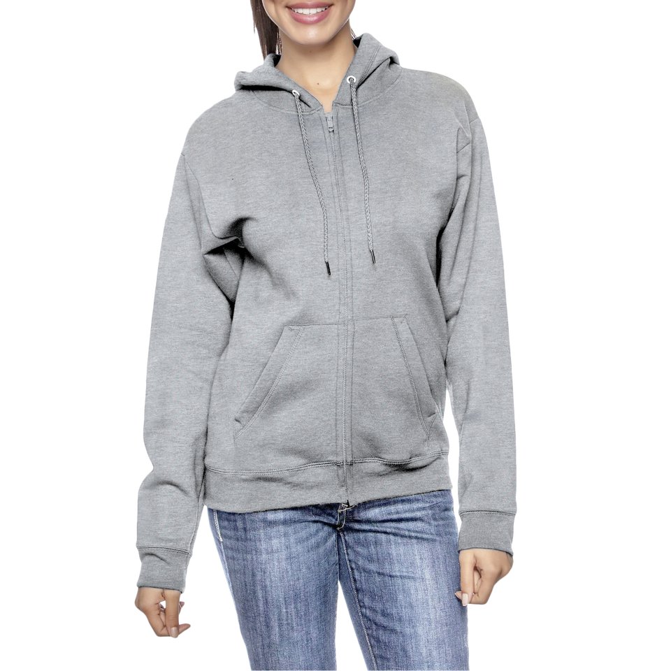 Women&acirc;��s Heather Grey Oversize Loose Fit Fleece Zip Hoodie
