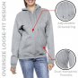 Women&acirc;��s Heather Grey Oversize Loose Fit Fleece Zip Hoodie