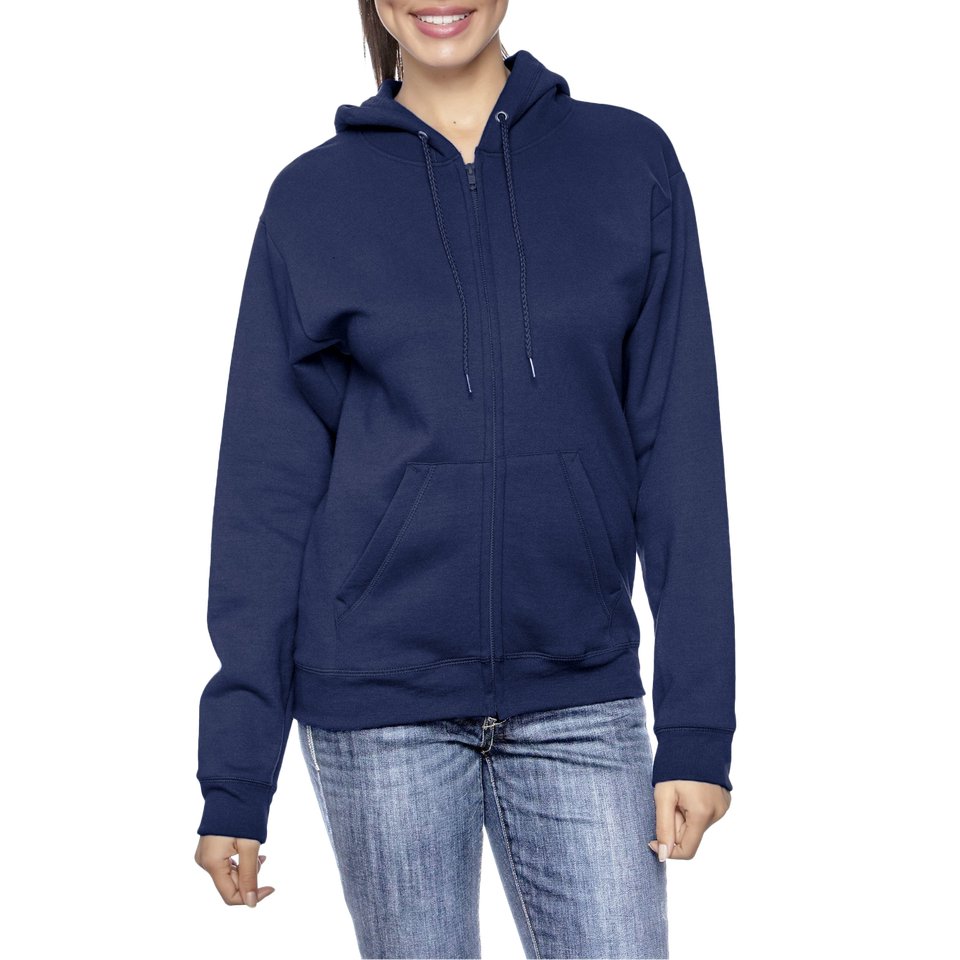 Women&acirc;��s Heather Navy Loose Fit Fleece Zip Hoodie