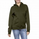 Women’s Heather Olive Loose Fit Fleece Zip Hoodie