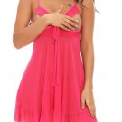 Women Sexy Rose Red Lingerie Open Cup Sleepwear Pajamas Dress