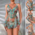 Sexy Women Lingerie Green Honeymoon Chemise Nightgown Lace Babydoll