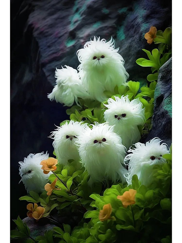 Cat's eye dazzle long hair curly white 50 seeds per pack