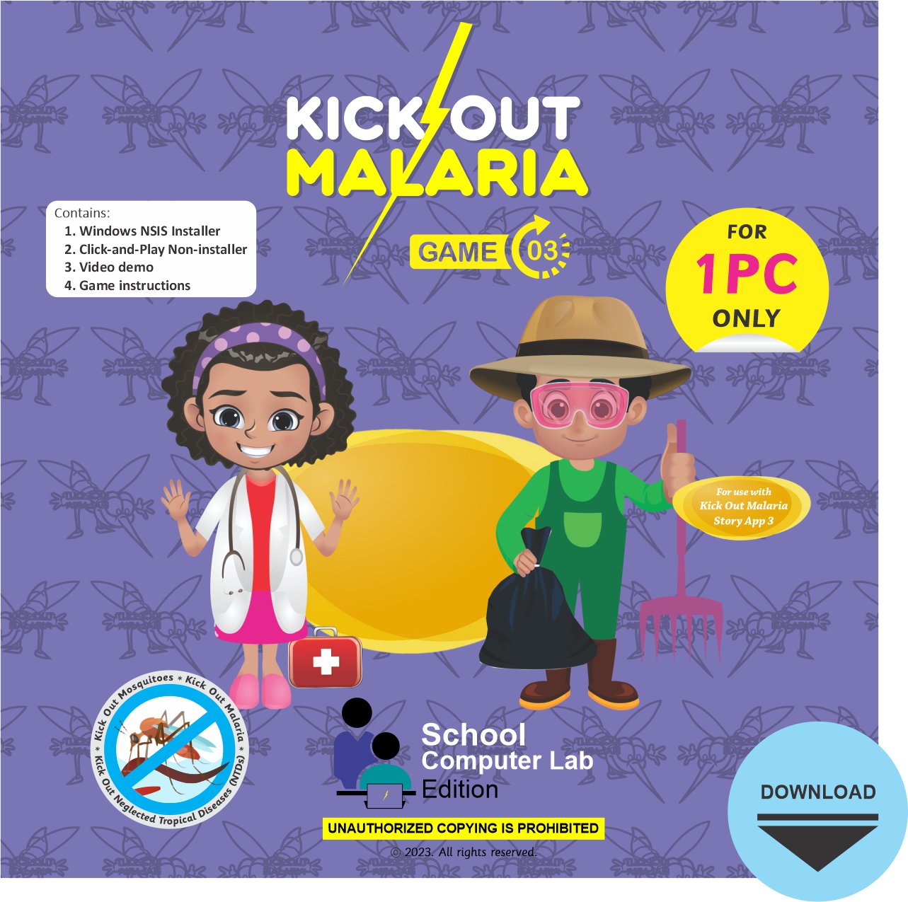 KICK OUT MALARIA GAME 3 - SCHOOL COMPUTER LAB - GLOBAL EDITION - FOR 1 PC