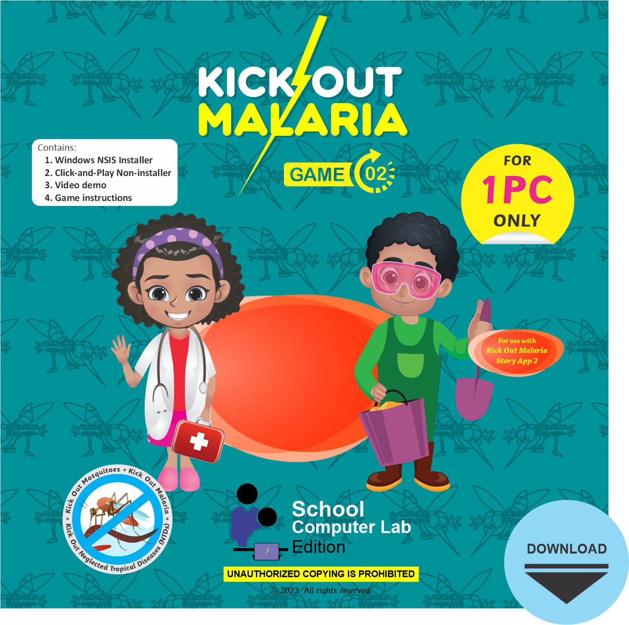 KICK OUT MALARIA GAME 2 - SCHOOL COMPUTER LAB - GLOBAL EDITION - FOR 1 PC