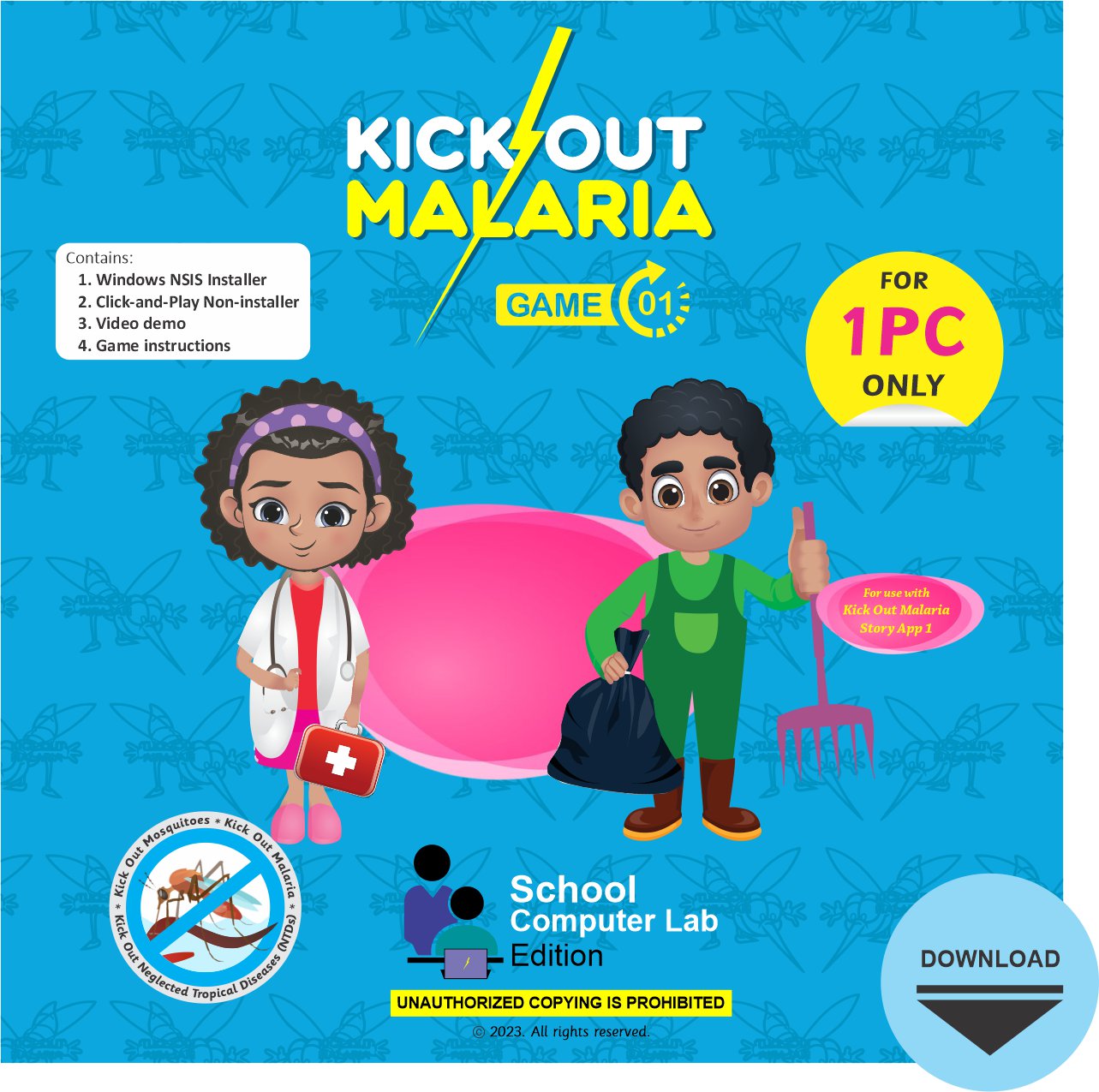 KICK OUT MALARIA GAME 1 - SCHOOL COMPUTER LAB - GLOBAL EDITION - FOR 1 PC