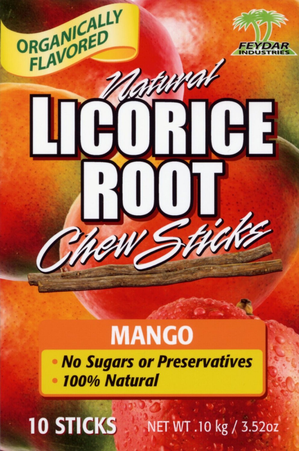 Mango Feydar Organic Licorice Root Chew Sticks (10 sticks per pack)