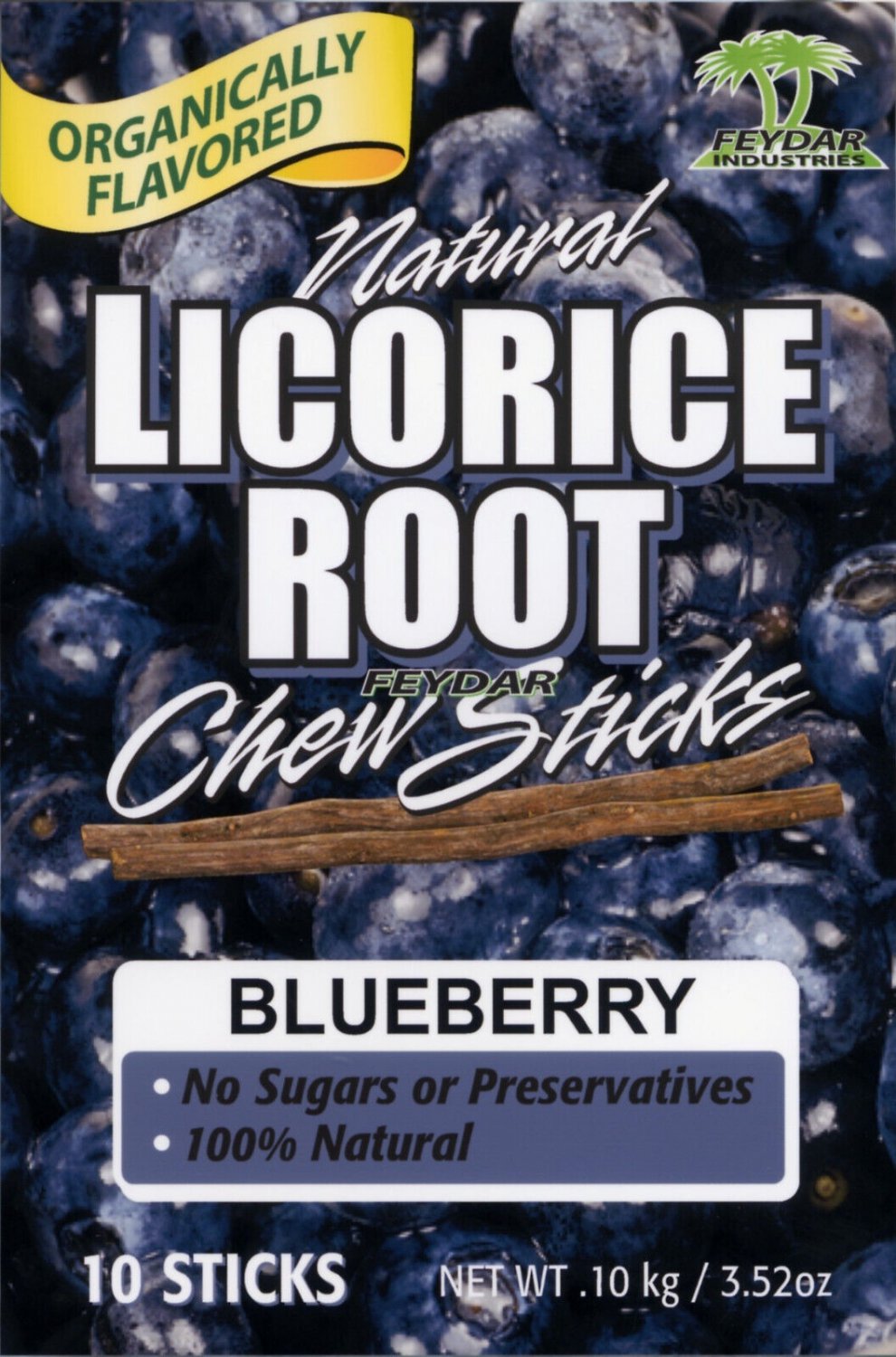 Blueberry Feydar Organic Licorice Root Chew Sticks (10 sticks per pack)