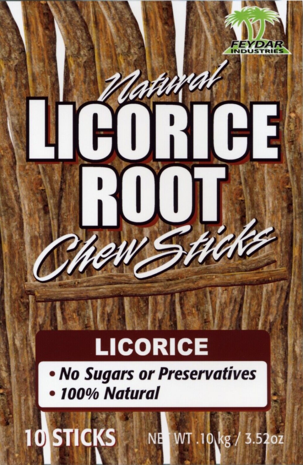 Licorice (Unflavored) Feydar Organic Licorice Root Chew Sticks (10