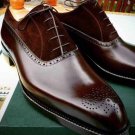 Handmade Bespoke Men's Leather Oxford Medallion Toe Suede Lace Up Fashion Shoes