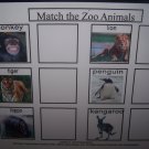 Zoo Animal match board autism pecs pre k