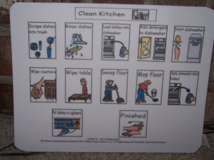 Clean Kitchen Job Board adapted for autism pecs pre k