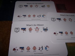 What's for Dinner breakfast and lunch board autism pre k pecs