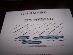 It's raining it's pouring book Autism Pecs