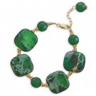 7" + 1" 14/20 Gold Filled Green Jasper and Jade Bracelet