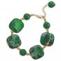 7" + 1" 14/20 Gold Filled Green Jasper and Jade Bracelet