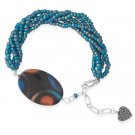 7"+1" Multistrand Glass Bead and Shell Bracelet