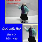 Girl with Hat (4-inch Torah Doll all dressed up to meet with God on Shabbat.)