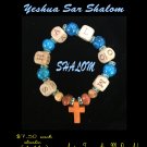 Yeshua Sar Shalom Bracelets -(SHALOM/ Bright Blue with Cross )