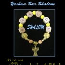 Yeshua Sar Shalom Bracelets -(SHALOM/ Yellow with Menorah)