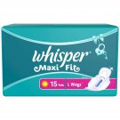 2x Whisper Maxi Fit Sanitary Pads (15 Count) Large Wings  (Pack of 2)