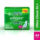 Whisper Ultra Clean Sanitary Pads (44 Count) XL Plus | Free Shipping