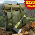 BUGOUT BAG - INCLUDES SWISS ARMY WOOL BLANKET, CAMPING HATCHET, VARIETY OF EMERGENCY