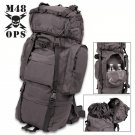 M48 BLACK CAMPING BACKPACK WITH RAIN COVER - HEAVY-DUTY NYLON CONSTRUCTION