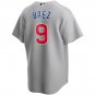 Mens Chicago Cubs Javy Baez Cool Base Replica Jersey Grey