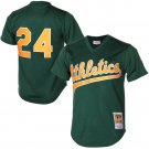 Men's Oakland Athletics Rickey Henderson 1998 Mitchell & Ness Green Cooperstown 1987 Mesh Batting Pr