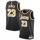 Men 2024 LA Lakers LeBron James Stitched  Black Gold Basketball #23 Jersey