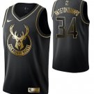 Men & Youth  Giannis Antetokounmpo Milwaukee Bucks Black Golden Edition #34 Jersey